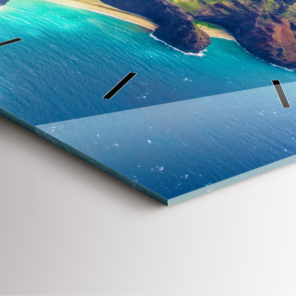 Ceas pătrat de perete din sticlă Marea în Hawaii