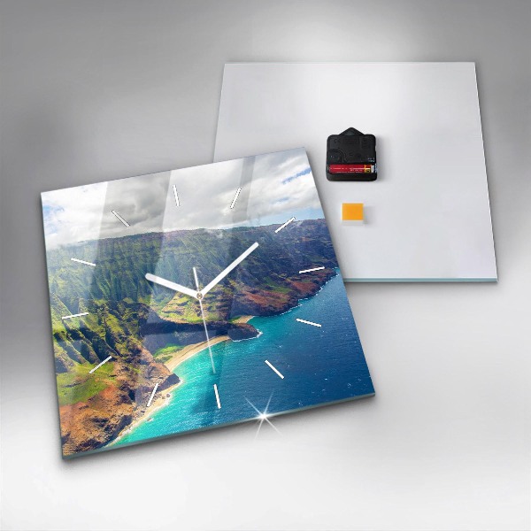 Ceas pătrat de perete din sticlă Marea în Hawaii