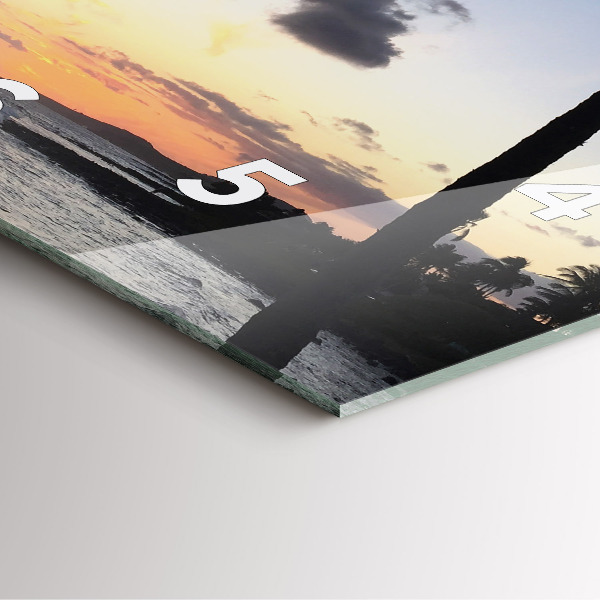 Ceas pătrat de perete din sticlă Palmier și răsărit