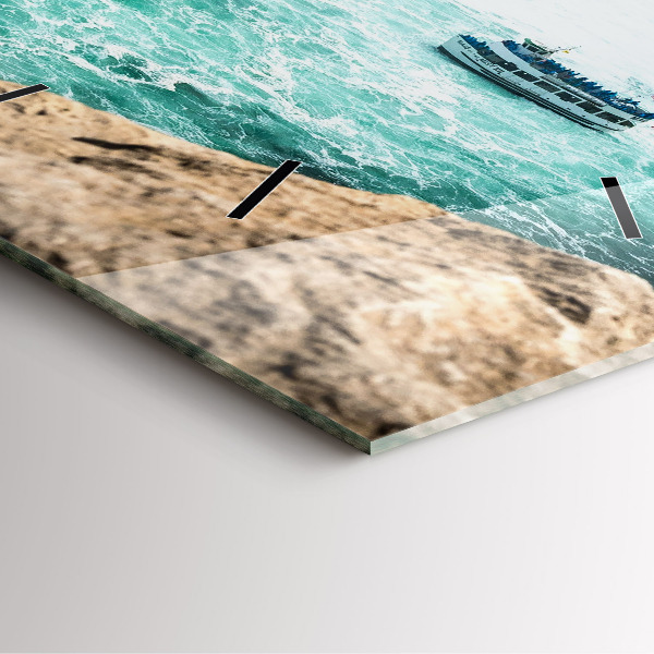 Ceas pătrat de perete din sticlă Barcă și Niagara