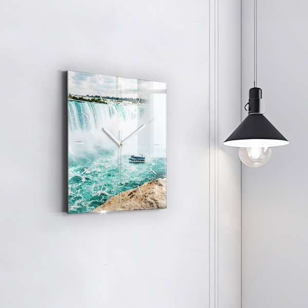 Ceas pătrat de perete din sticlă Barcă și Niagara