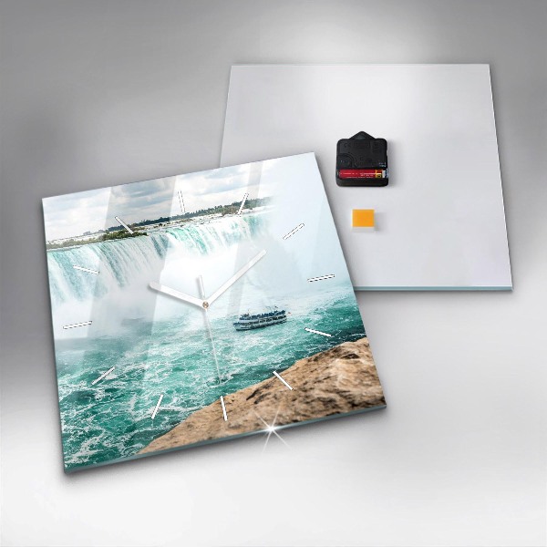 Ceas pătrat de perete din sticlă Barcă și Niagara