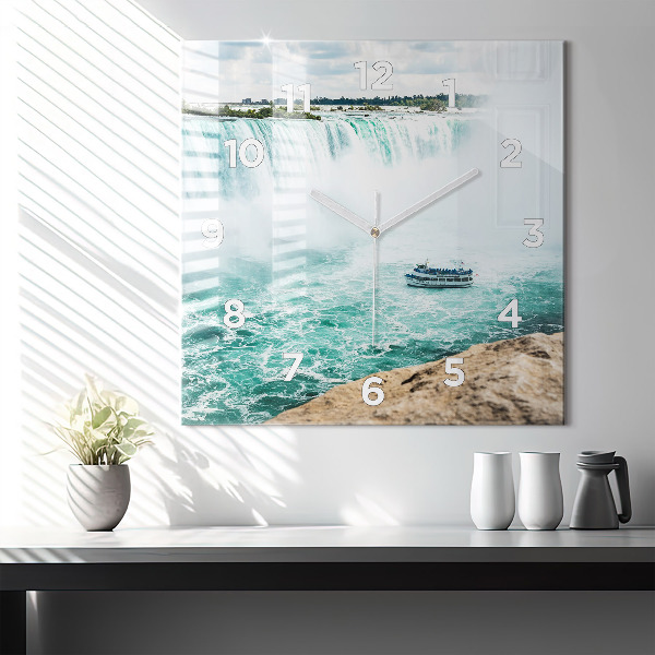 Ceas pătrat de perete din sticlă Barcă și Niagara
