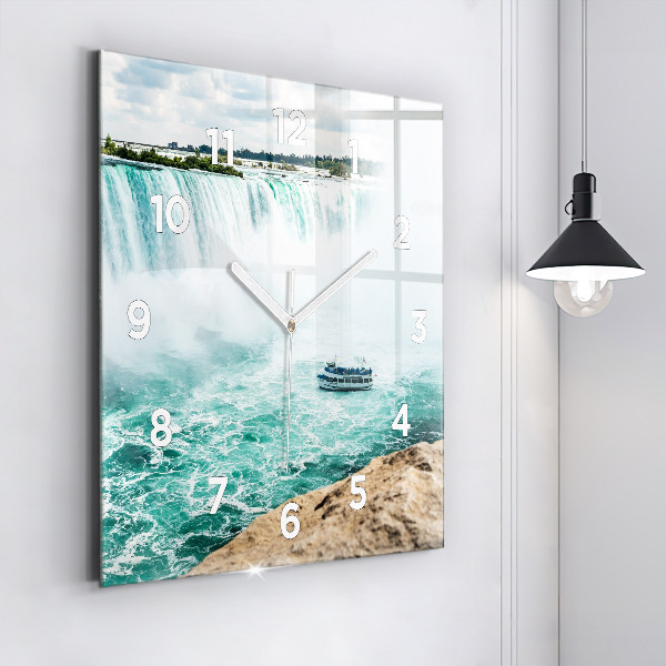 Ceas pătrat de perete din sticlă Barcă și Niagara