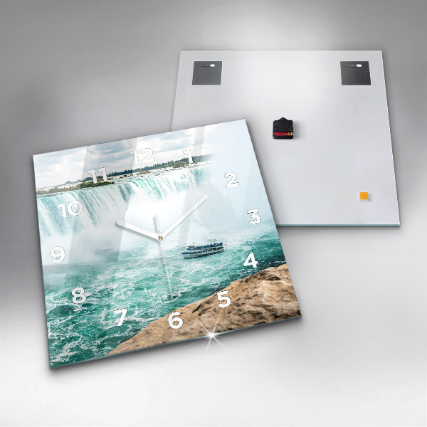 Ceas pătrat de perete din sticlă Barcă și Niagara