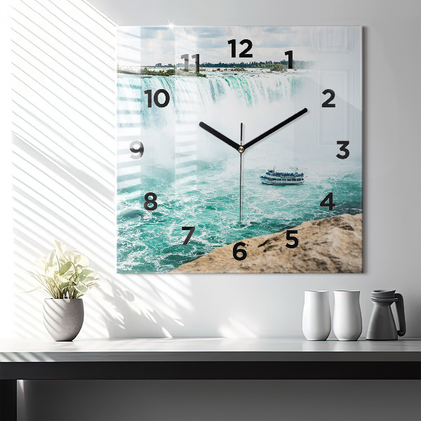 Ceas pătrat de perete din sticlă Barcă și Niagara