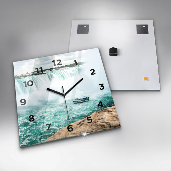 Ceas pătrat de perete din sticlă Barcă și Niagara