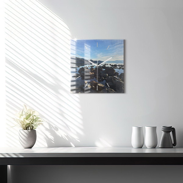 Ceas pătrat de perete din sticlă Vedere la mare