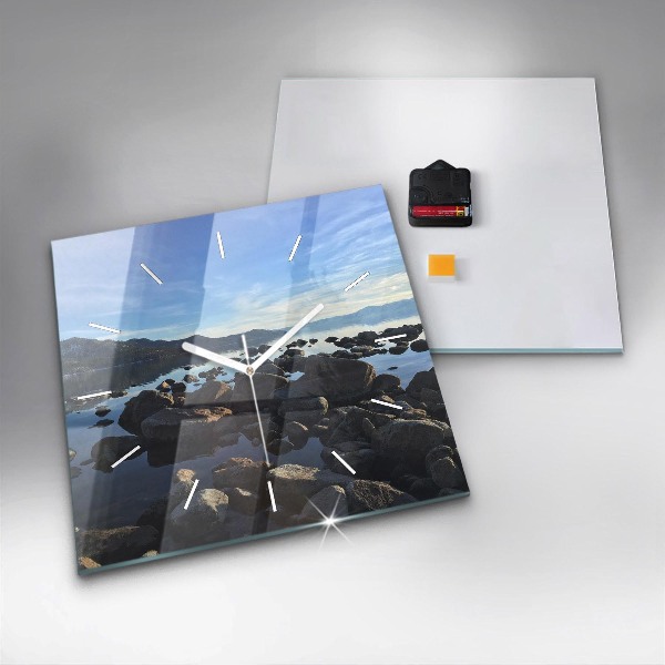 Ceas pătrat de perete din sticlă Vedere la mare