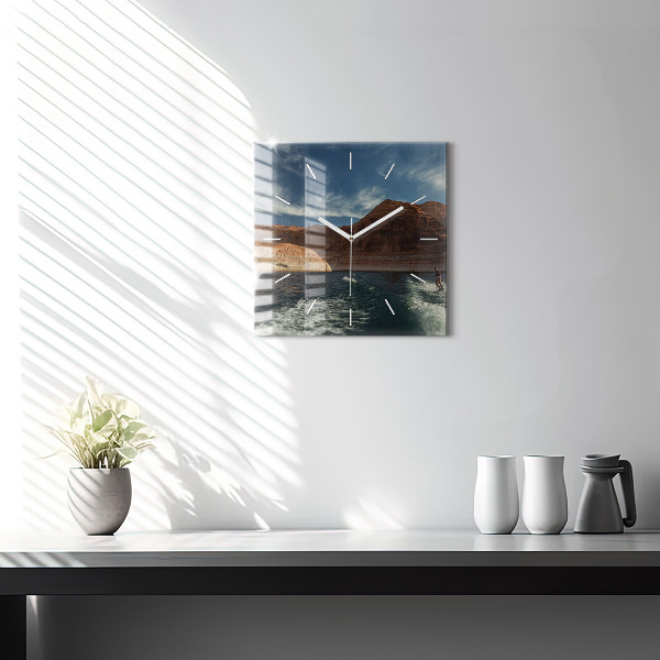 Ceas pătrat de perete din sticlă Persoană schi nautic
