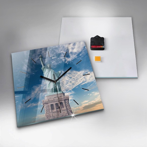 Ceas pătrat de perete din sticlă Statuia Libertății New York
