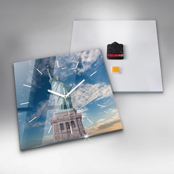 Ceas pătrat de perete din sticlă Statuia Libertății New York