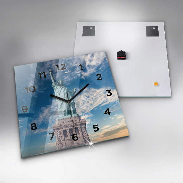 Ceas pătrat de perete din sticlă Statuia Libertății New York