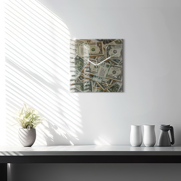 Ceas pătrat de perete din sticlă 1 dolar american