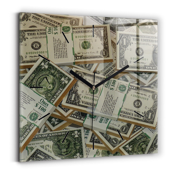 Ceas pătrat de perete din sticlă 1 dolar american