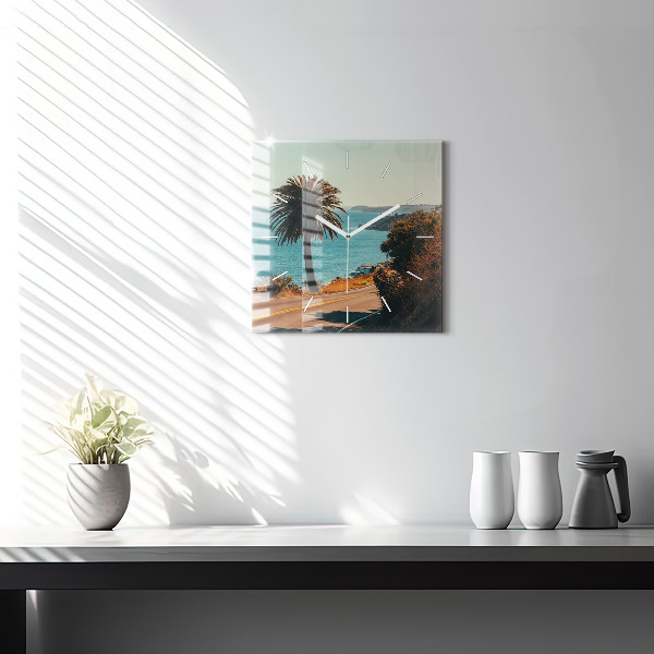 Ceas pătrat de perete din sticlă Palmieri în Malibu