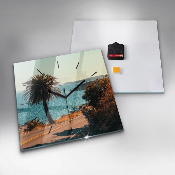 Ceas pătrat de perete din sticlă Palmieri în Malibu