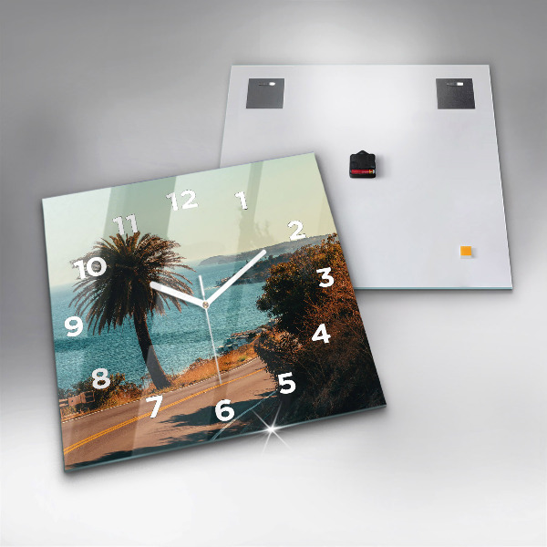 Ceas pătrat de perete din sticlă Palmieri în Malibu