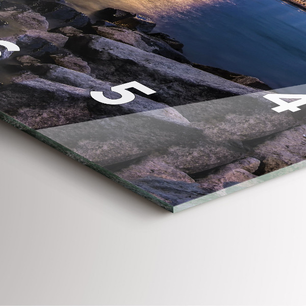 Ceas pătrat de perete din sticlă Mal stâncos sub pod