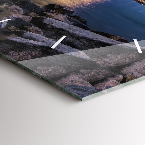 Ceas pătrat de perete din sticlă Mal stâncos sub pod