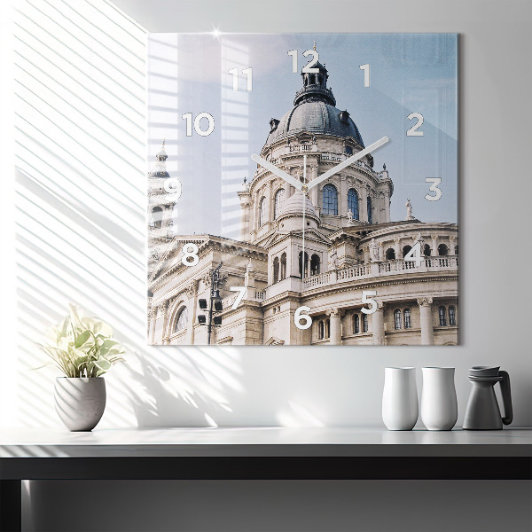 Ceas pătrat de perete din sticlă Sf. Bazilica Ştefan