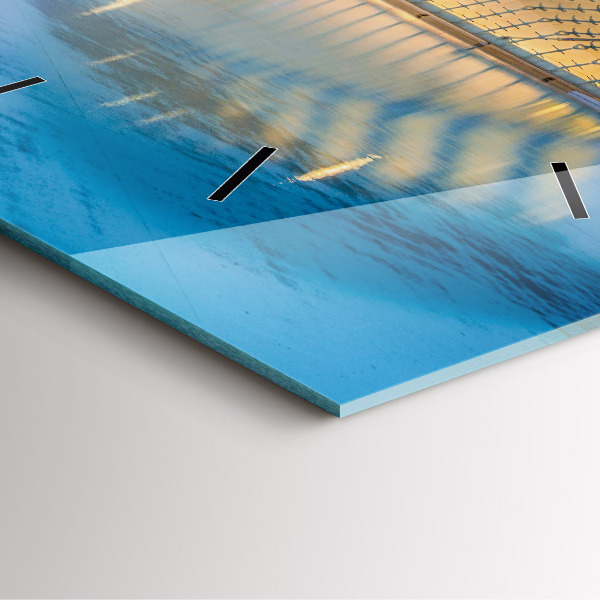 Ceas pătrat de perete din sticlă Orașul apus de soare