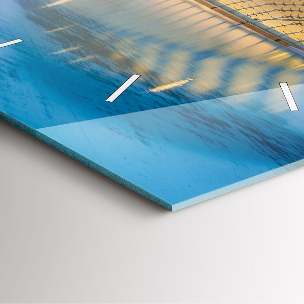 Ceas pătrat de perete din sticlă Orașul apus de soare