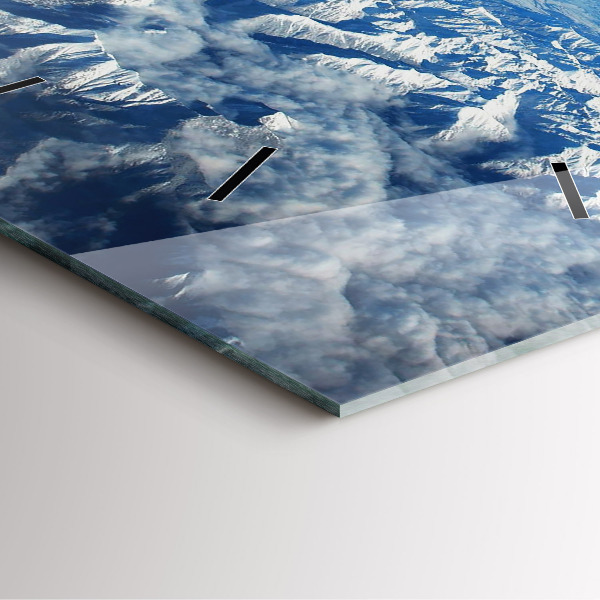 Ceas pătrat de perete din sticlă Peisaj din Munții Pirinei