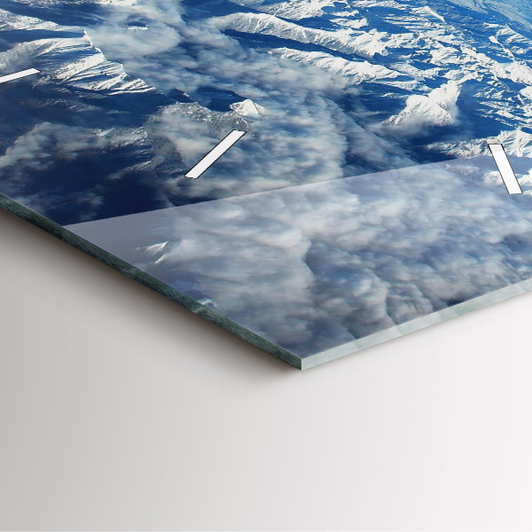 Ceas pătrat de perete din sticlă Peisaj din Munții Pirinei