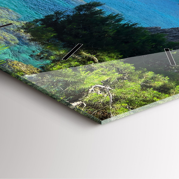 Ceas pătrat de perete din sticlă Coasta Costa Brava