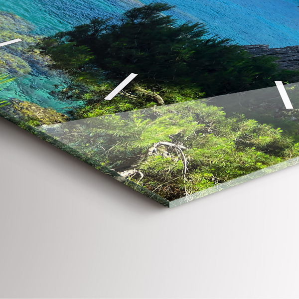 Ceas pătrat de perete din sticlă Coasta Costa Brava