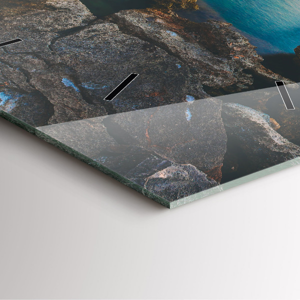 Ceas pătrat de perete din sticlă Peisaj maritim