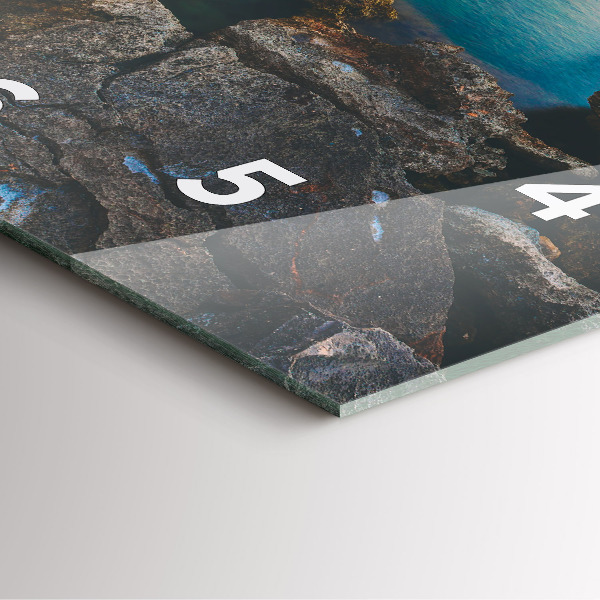 Ceas pătrat de perete din sticlă Peisaj maritim