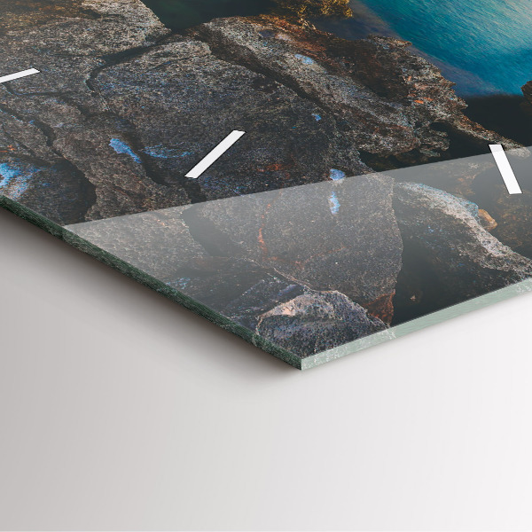 Ceas pătrat de perete din sticlă Peisaj maritim