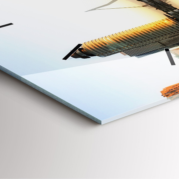 Ceas pătrat de perete din sticlă Un oraș pe râu