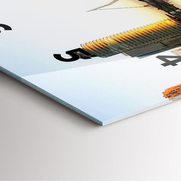 Ceas pătrat de perete din sticlă Un oraș pe râu