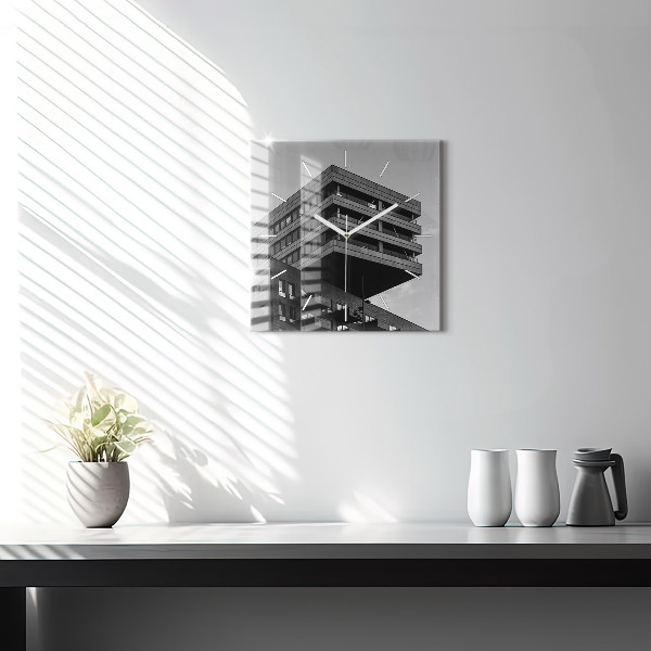 Ceas pătrat de perete din sticlă Arhitectura la Amsterdam