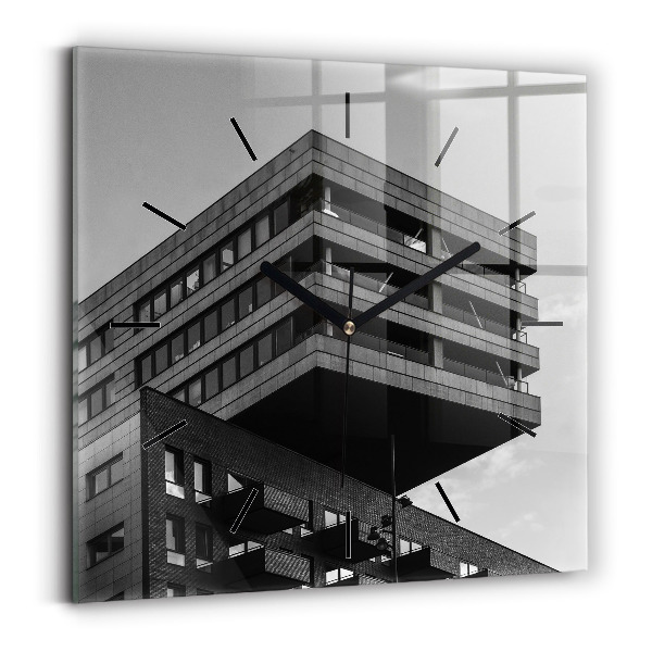 Ceas pătrat de perete din sticlă Arhitectura la Amsterdam