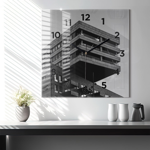 Ceas pătrat de perete din sticlă Arhitectura la Amsterdam