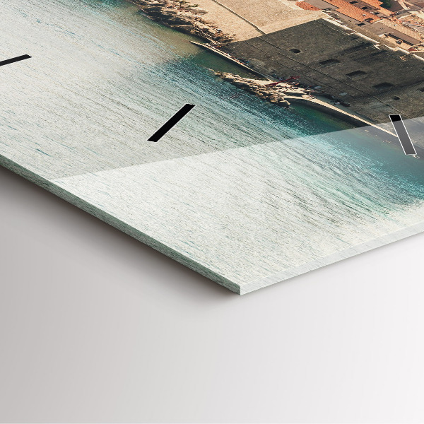 Ceas pătrat de perete din sticlă Nava cu pânze în Dubrovnik