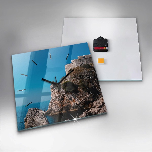 Ceas pătrat de perete din sticlă Stânci din Dubrovnik