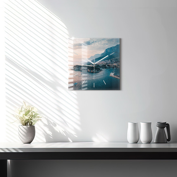 Ceas pătrat de perete din sticlă Insulă din Croația