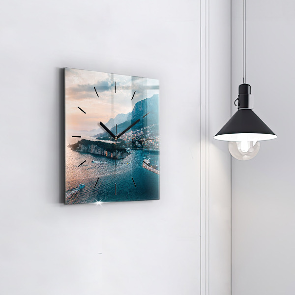 Ceas pătrat de perete din sticlă Insulă din Croația