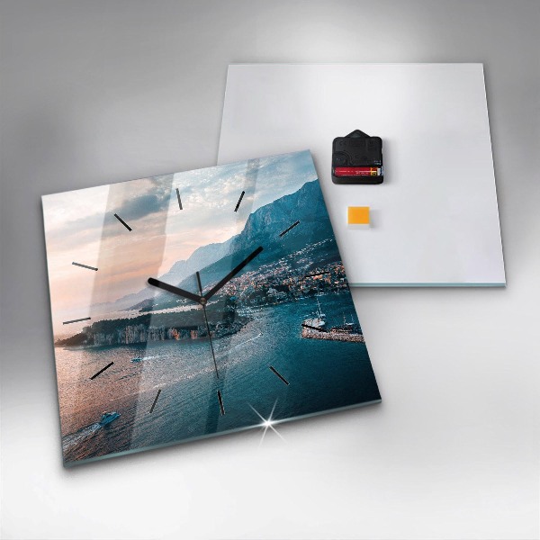 Ceas pătrat de perete din sticlă Insulă din Croația