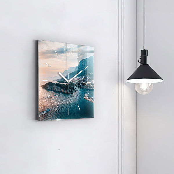 Ceas pătrat de perete din sticlă Insulă din Croația