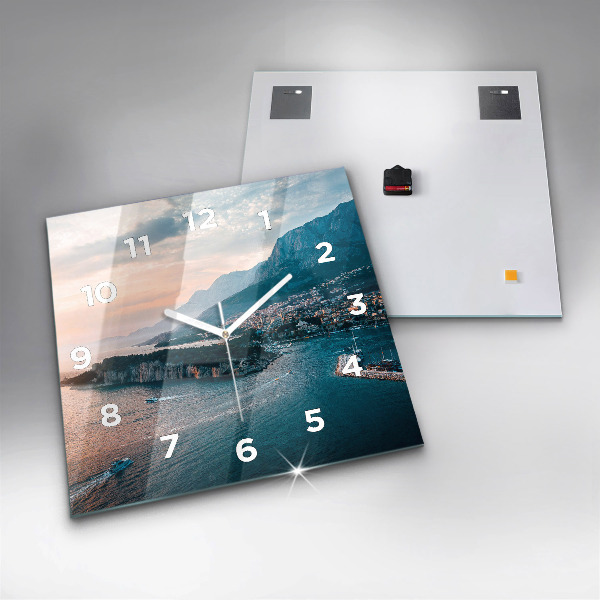 Ceas pătrat de perete din sticlă Insulă din Croația