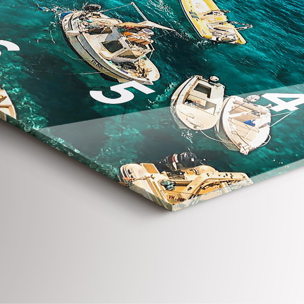 Ceas pătrat de perete din sticlă Bărci în Croația