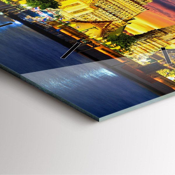 Ceas pătrat de perete din sticlă Templul din Bangkok