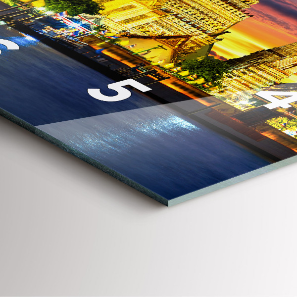 Ceas pătrat de perete din sticlă Templul din Bangkok