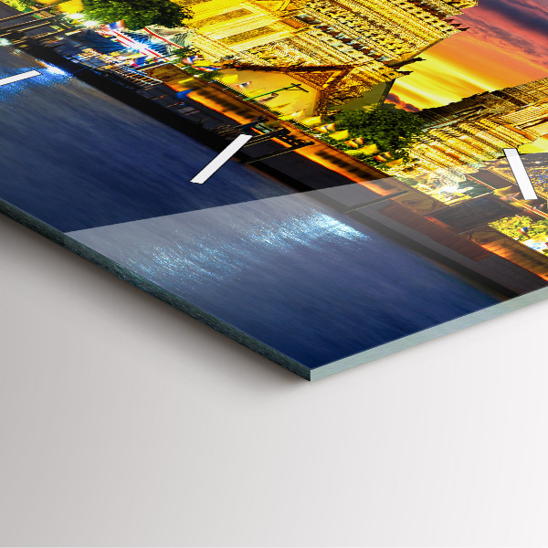 Ceas pătrat de perete din sticlă Templul din Bangkok